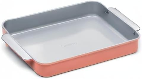 Caraway Non-Stick Ceramic 9”x13” Rectangle Pan - Naturally Slick Ceramic Coating - Non-Toxic, PTFE & PFOA Free - Perfect for Brownies, Lasagnas, and More - Perracotta
