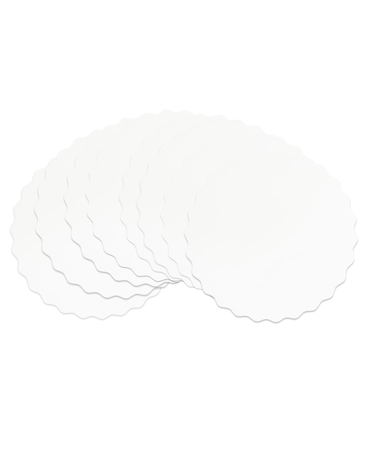 qiqee 8 Inch White Wave Cake Boards Round 15-Packs Circles Rounds Base Food-Grade Cardboard Wave Cake Plate（Thinner But Stronger）