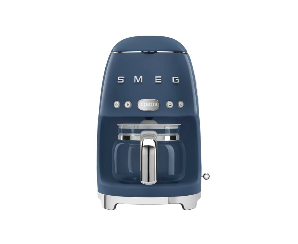 Smeg 50's Retro Style Aesthetic Drip Coffee Machine with 10 Cup Glass Carafe, Auto Start Feature, Keep Warm Plate, and Two Coffee Strength Settings (Grey)