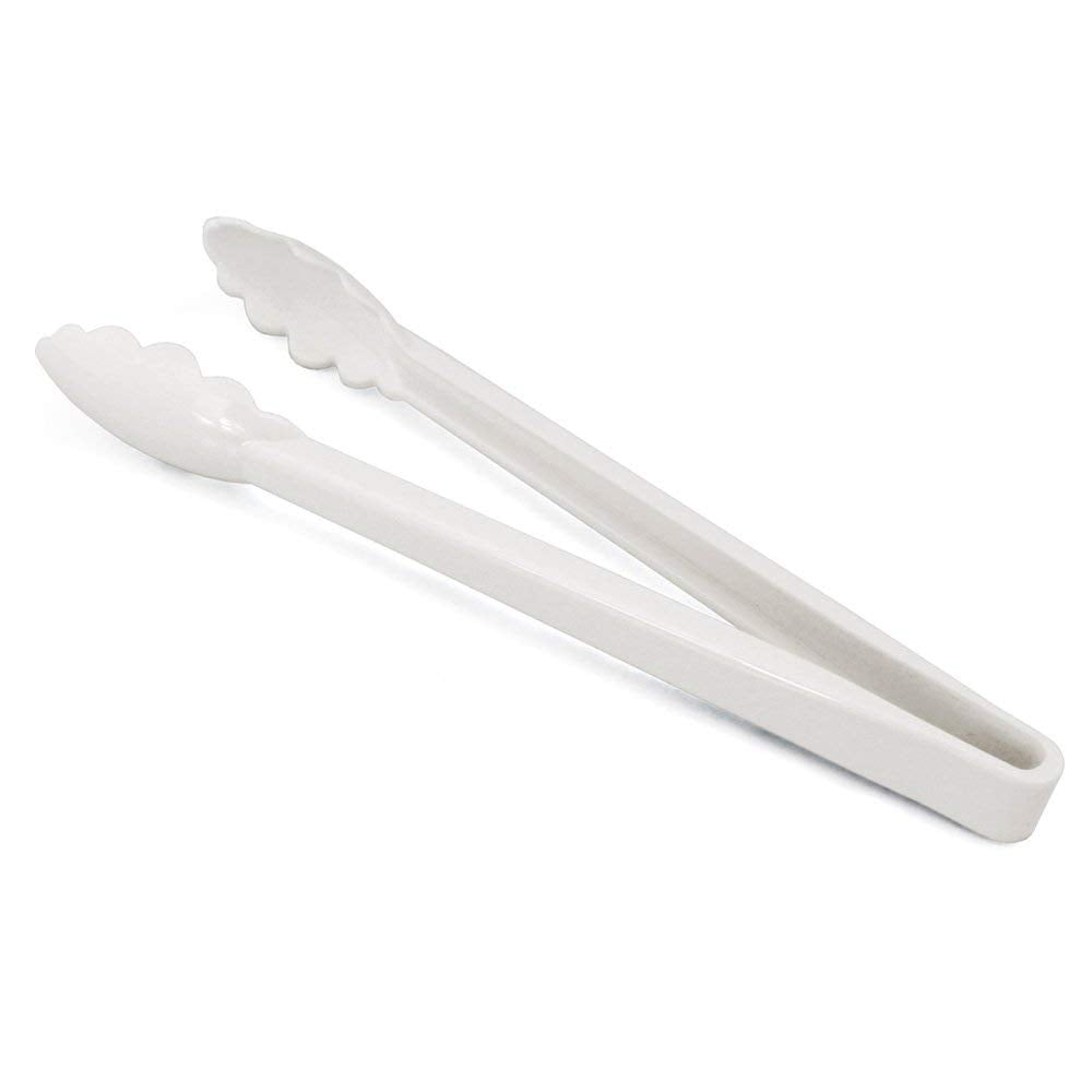 New Star Foodservice 35551 Utility Tong, High Heat Plastic, Scalloped, 12 inch, Set of 12, White