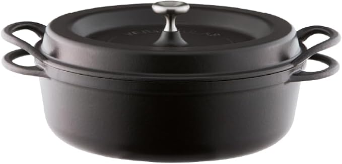 Vermicular Oven Pot 26cm Shallow (3.9qt), Enameled Cast Iron - Pearl Brown