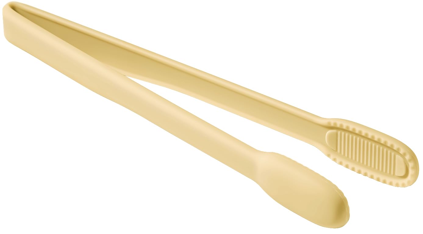 Carrotez Silicone Kitchen Tongs, Non-Scratch Serving Tongs, Yellow Butter