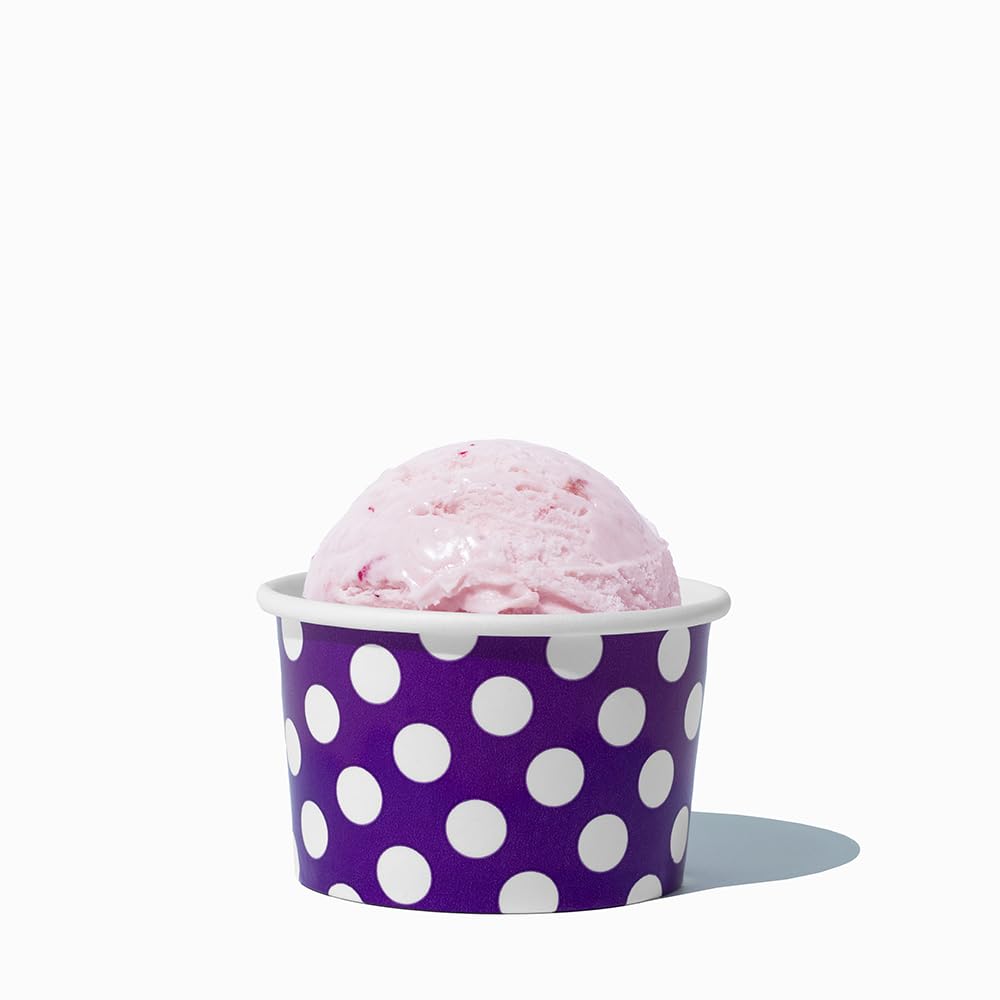 UNIQ 4 oz 1000 Pack Pink Polka Dot Ice Cream Cups | Disposable Leak Resistant Paper Dessert Cups for Ice Cream, Frozen Yogurt & Gelato | Small Food Serving Cups for Parties, Catering & Business