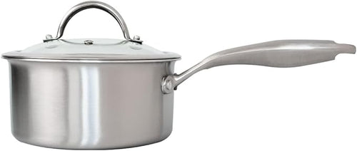 1.5 Quart Stainless Steel Saucepan with Steamer Basket, 18/10 Tri-ply Construction, Versatile Sauce Pan with glass Lid - Perfect for Cooking Gravies. Pasta, Vegetable and More