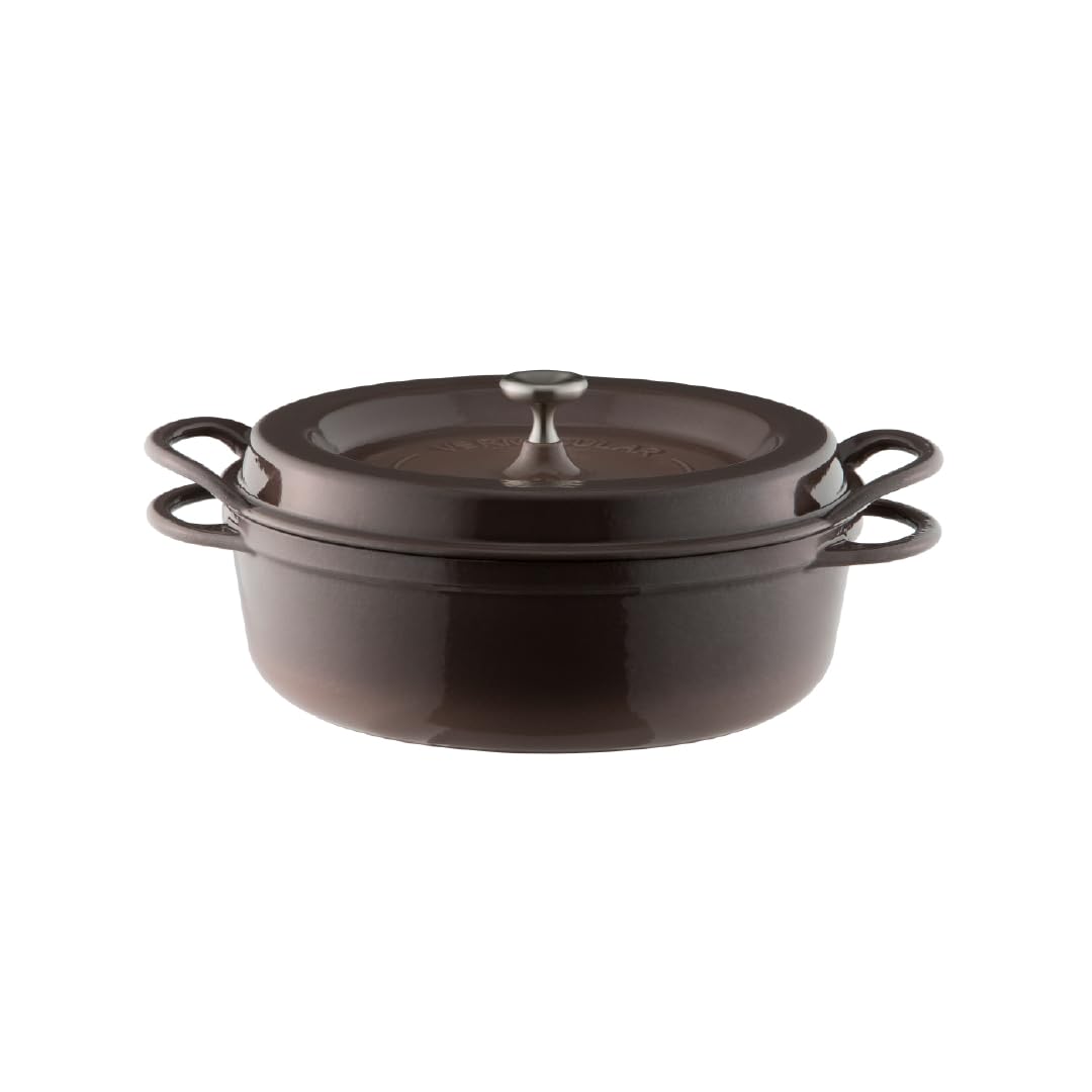 Vermicular Oven Pot 26cm Shallow (3.9qt), Enameled Cast Iron - Pearl Brown