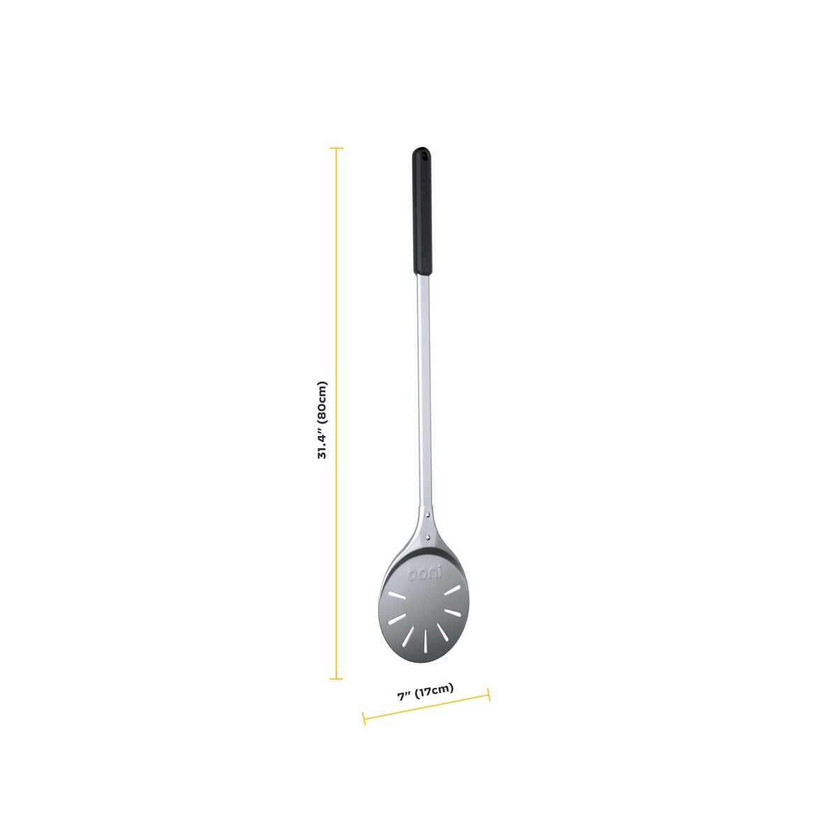 ooni Pizza Turning Peel - 7 Inch Aluminum Perforated Pizza Peel, Lightweight Metal Pizza Turner with Long Handle, Pizza Tools, Pizza Oven Accessories