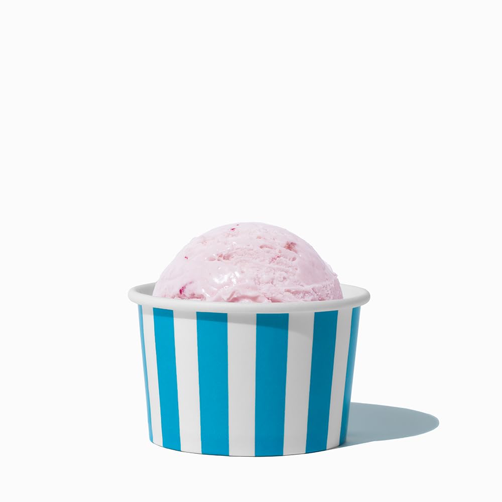 UNIQ 4 oz 1000 Pack Pink Polka Dot Ice Cream Cups | Disposable Leak Resistant Paper Dessert Cups for Ice Cream, Frozen Yogurt & Gelato | Small Food Serving Cups for Parties, Catering & Business