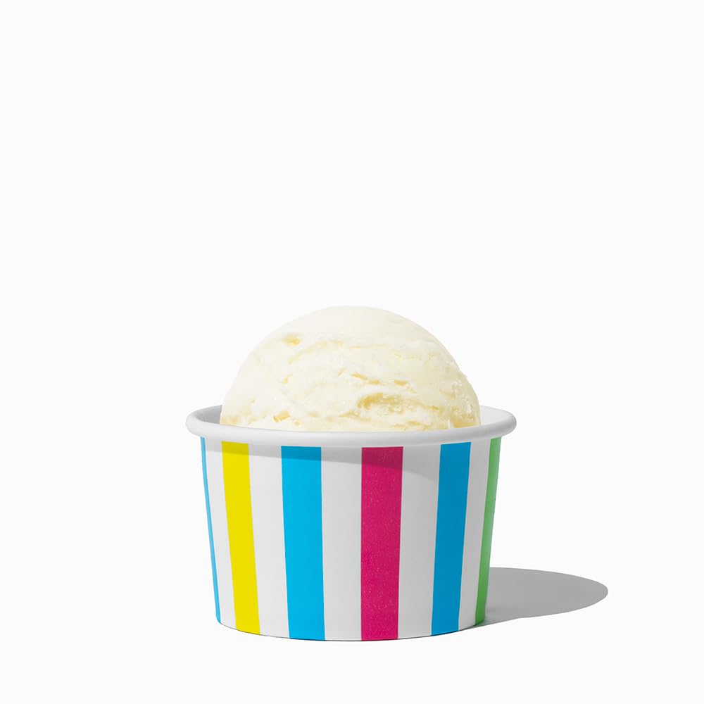UNIQ 4 oz 1000 Pack Pink Polka Dot Ice Cream Cups | Disposable Leak Resistant Paper Dessert Cups for Ice Cream, Frozen Yogurt & Gelato | Small Food Serving Cups for Parties, Catering & Business