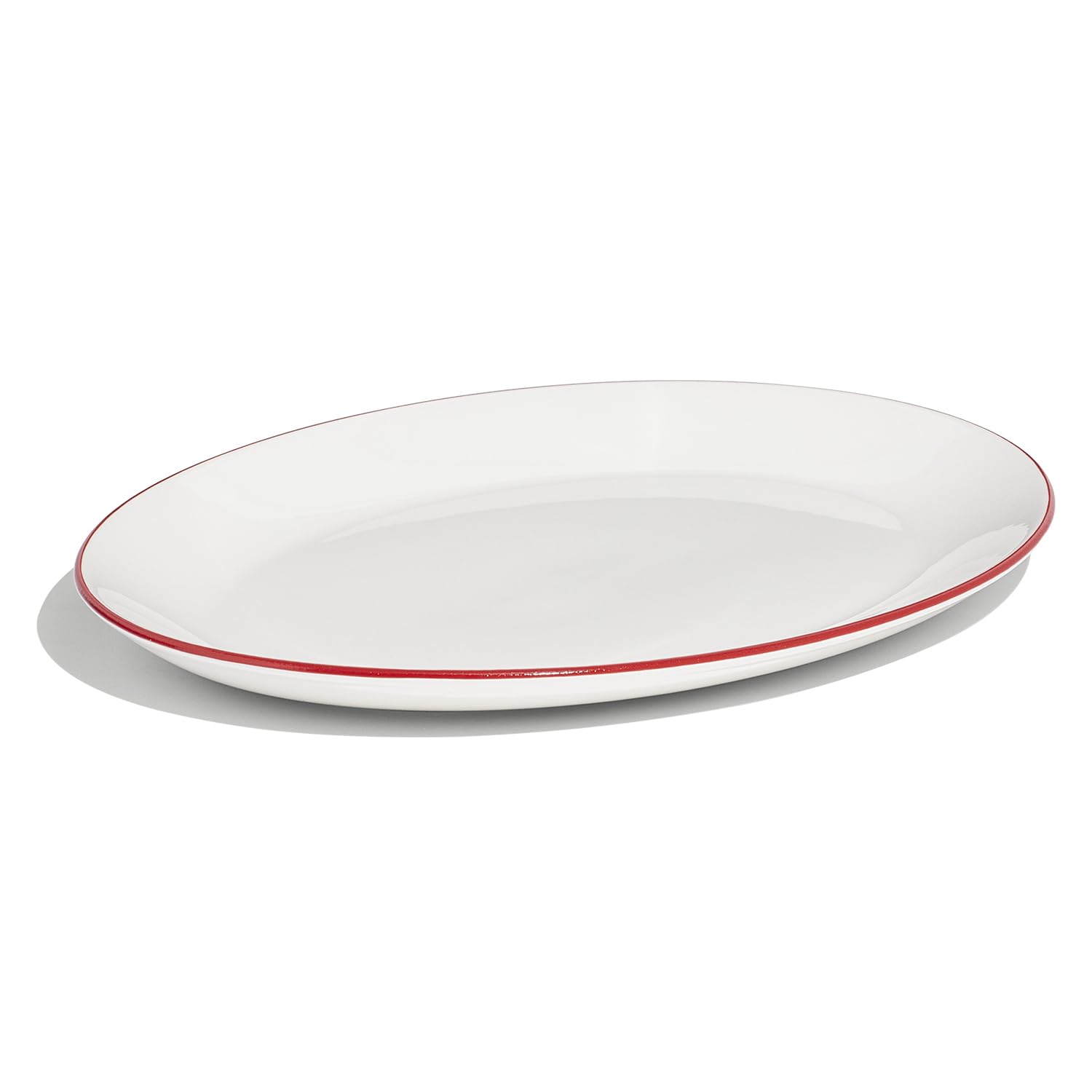 Made In Cookware - Serving Platter - White With Red Rim - Porcelain - Crafted in England