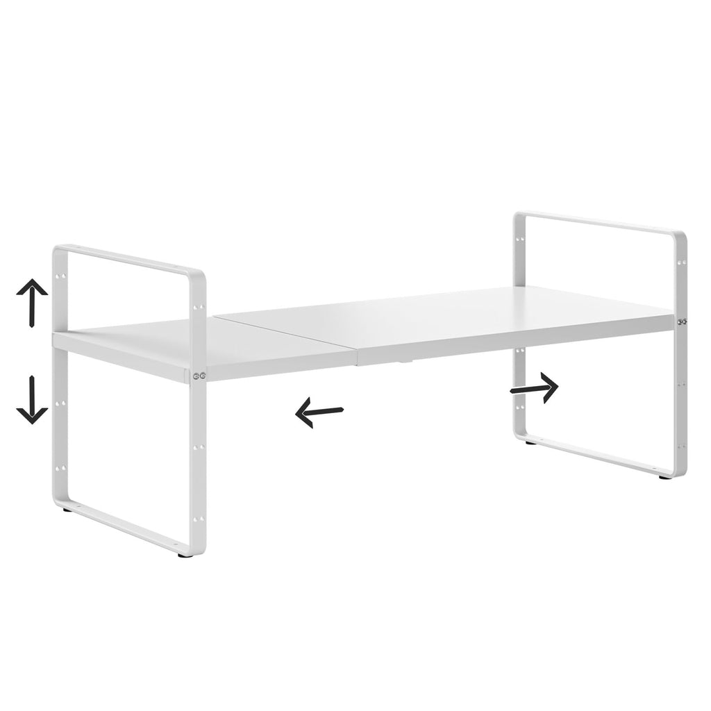 jkxoo 2Pcs Expandable Cabinet Shelf Organizers, 16.5"~27''L, White