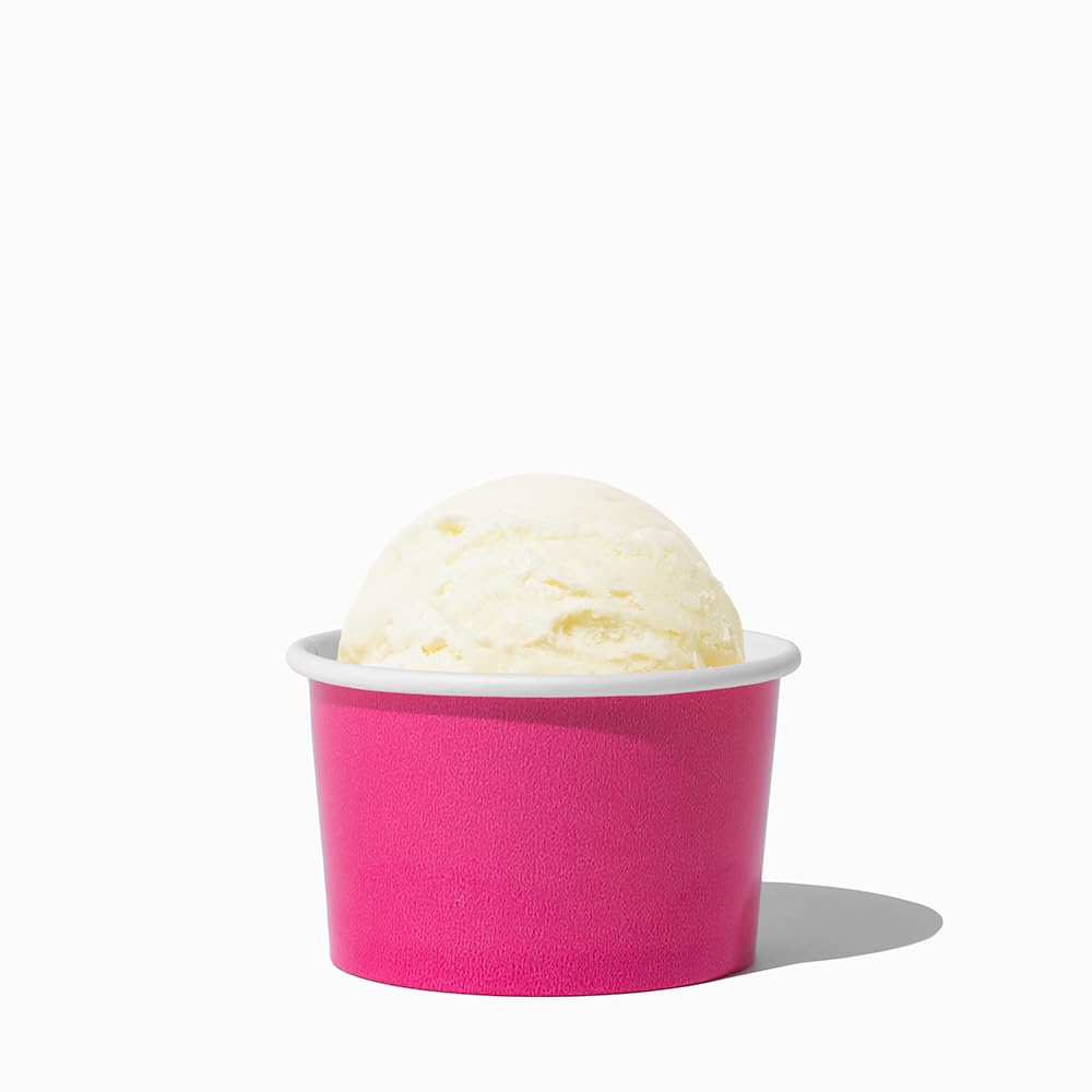 UNIQ 4 oz 1000 Pack Pink Polka Dot Ice Cream Cups | Disposable Leak Resistant Paper Dessert Cups for Ice Cream, Frozen Yogurt & Gelato | Small Food Serving Cups for Parties, Catering & Business