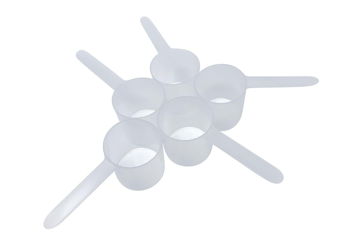 Supplement and Supply 3/8 Cup (3 Oz. | 6 Tablespoon | 90 mL) Long Handle Plastic Measuring Scoop for Coffee, Protein Powder, Pet Food, Spices, Grains, Dry Goods – Food-Grade BPA-Free (Pack of 5)
