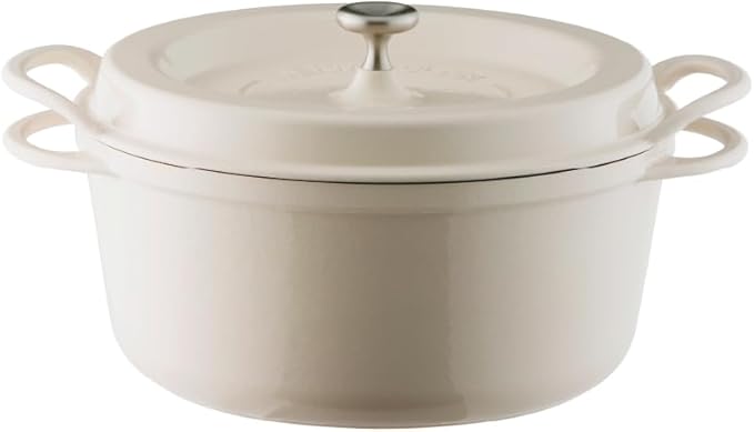 Vermicular Oven Pot 26cm Shallow (3.9qt), Enameled Cast Iron - Pearl Brown