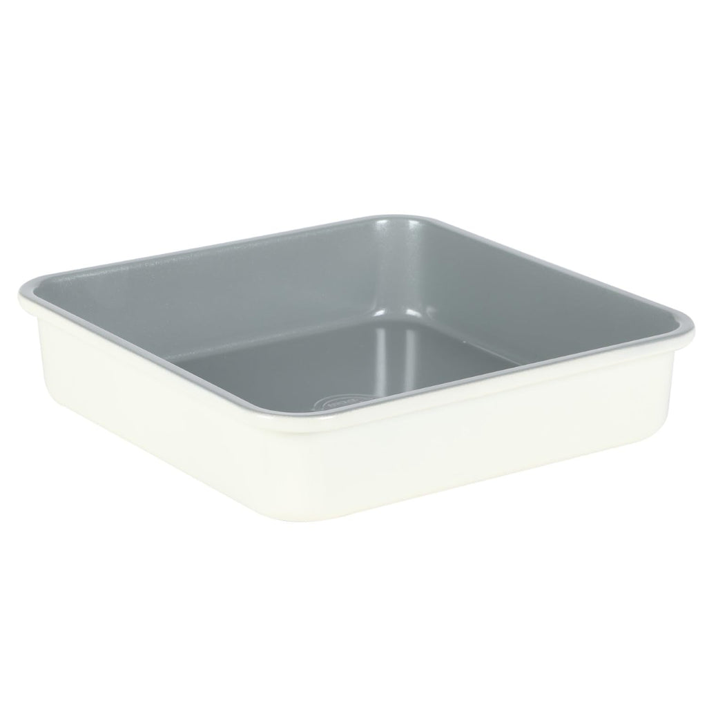 Sur La Table Kitchen Essentials Bake Sale 9 Inch PFOA, PFAS, PTFE Free Nonstick Rectangular Cake Pan - Linen White