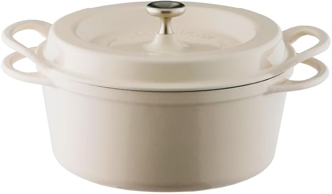 Vermicular Oven Pot 26cm Shallow (3.9qt), Enameled Cast Iron - Pearl Brown