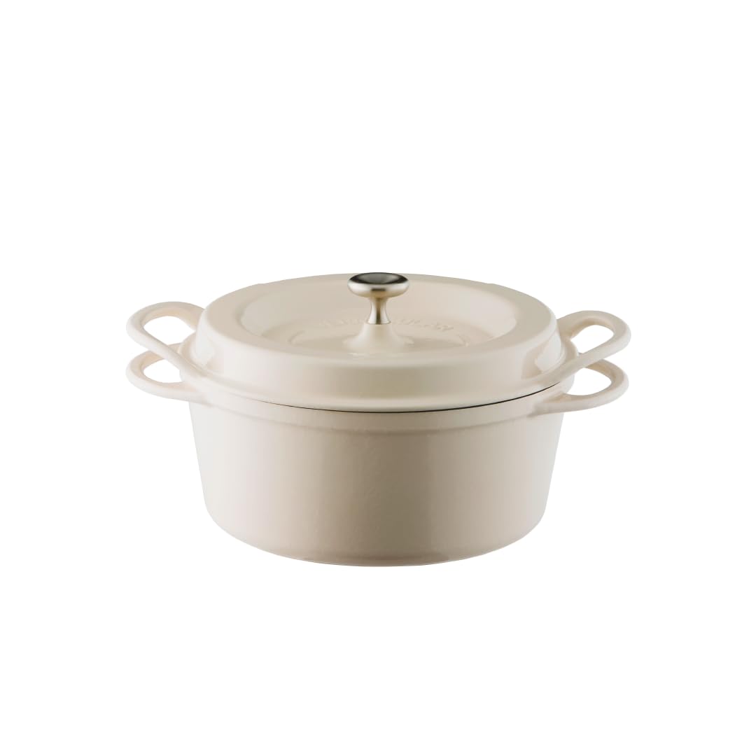 Vermicular Oven Pot 22cm (3.7qt), Enameled Cast Iron Pot - Natural Beige