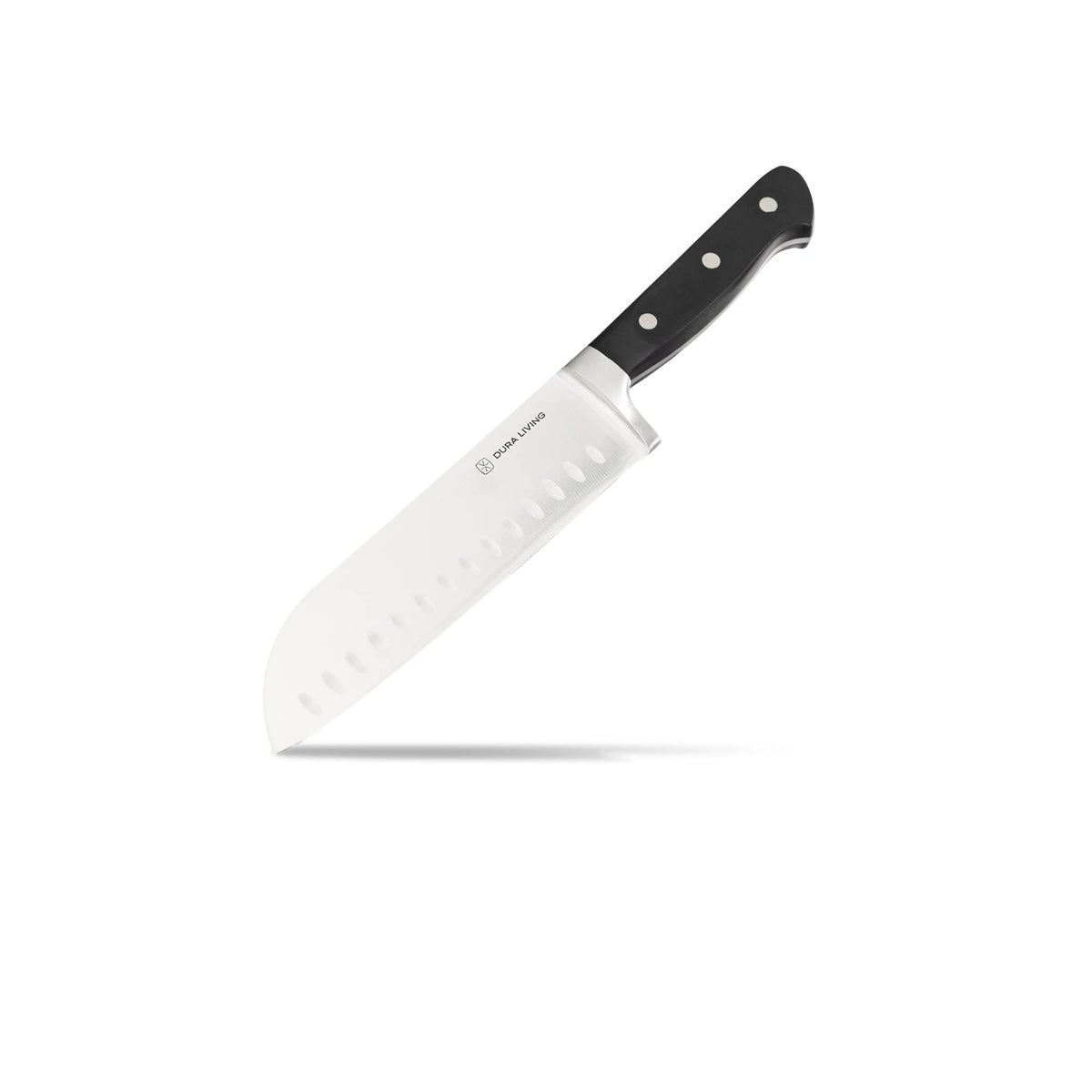 DURA LIVING Premium 4-Piece Steak Knife Set – Sharp Serrated Blades, Forged High Carbon Stainless Steel, Full Tang, Ergonomic Handle, Black – Perfect for Dining