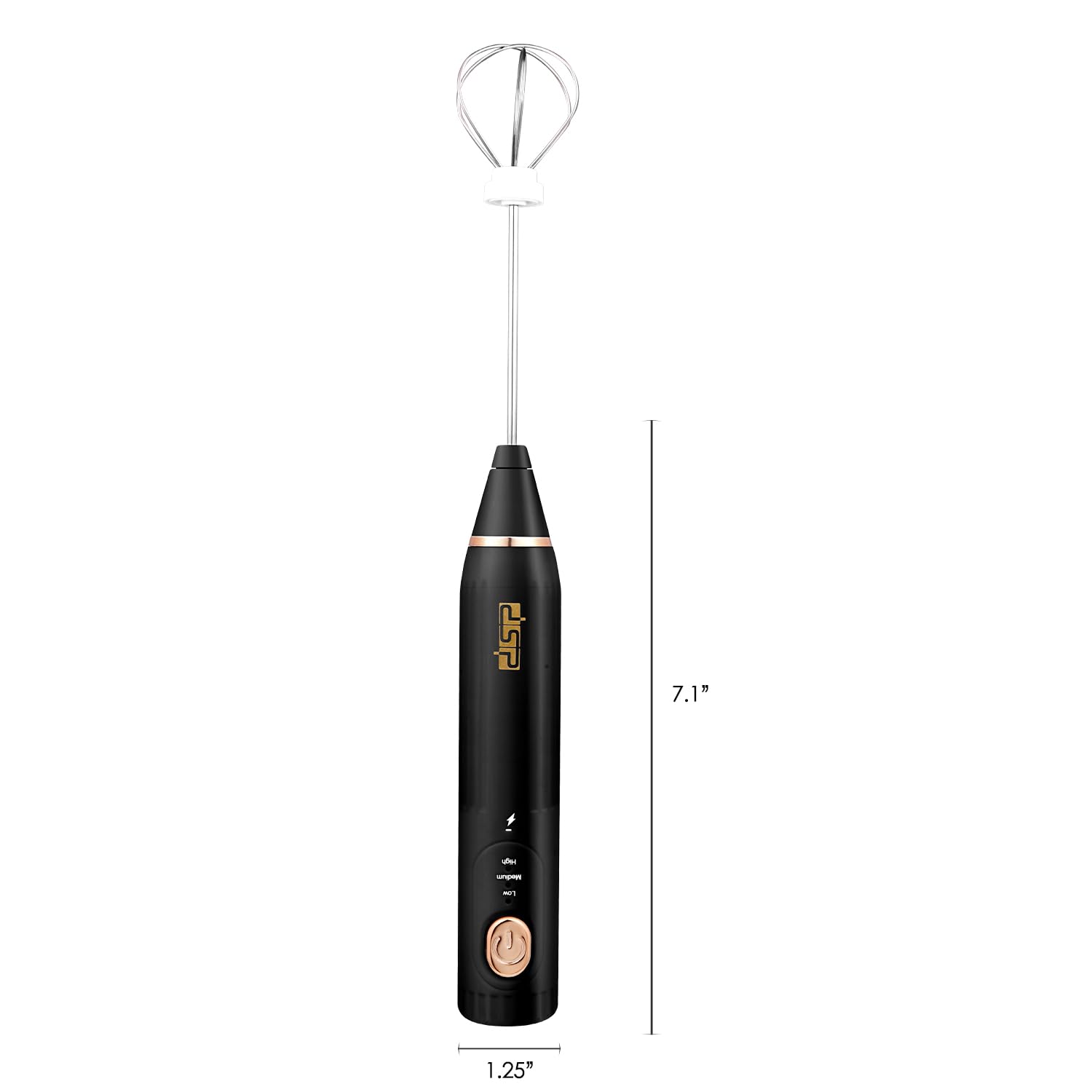 DSP Electric Whisk Rechargeable with Egg whisk milk frothing bar, 3 Speed Adjustable, Milk Frother Handheld for Latte, Cappuccino (Black)