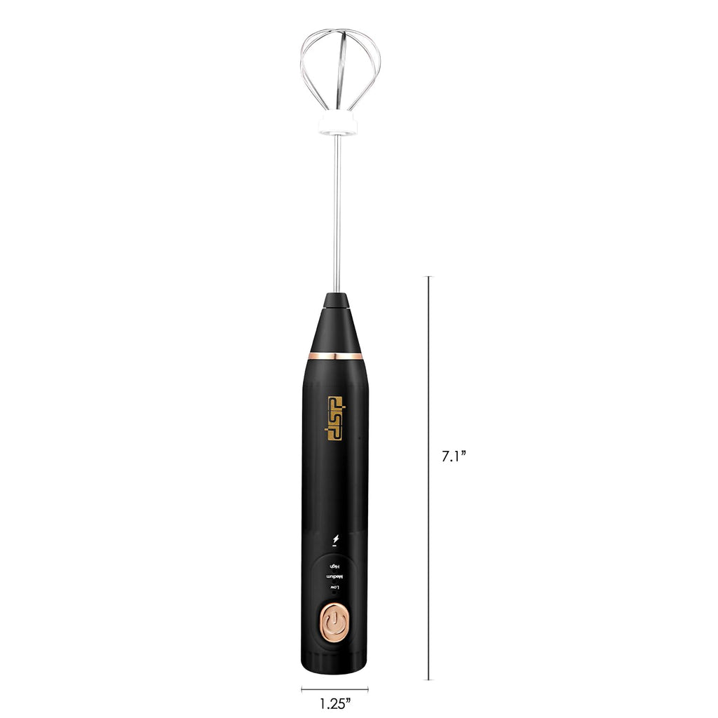 DSP Electric Whisk Rechargeable with Egg whisk milk frothing bar, 3 Speed Adjustable, Milk Frother Handheld for Latte, Cappuccino (Black)