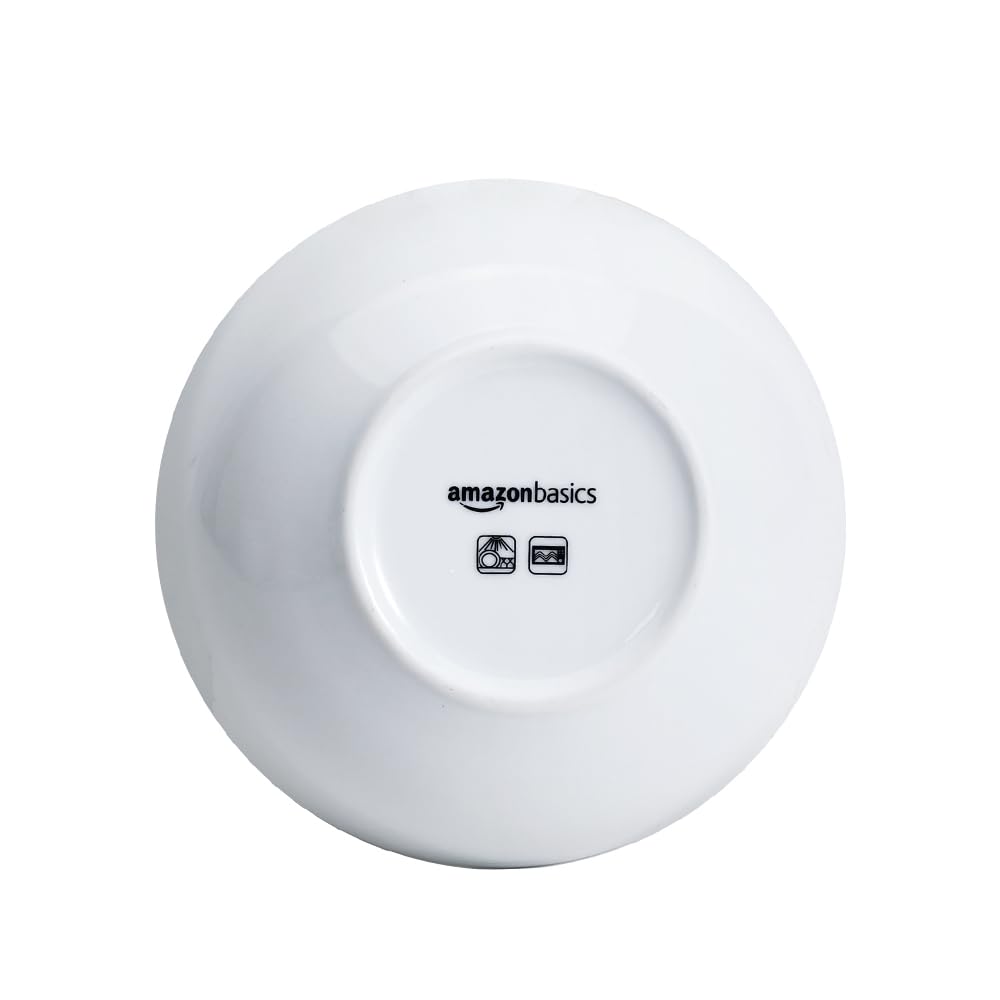 Amazon Basics 16-Pack White Porcelain Coupe Soup Bowl, 5.9" Diameter, Round, Microwave-Safe, Commercial-Grade
