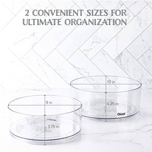 Oizeir Lazy Susan Turntable (2-Pack) - Clear Acrylic, Rotates 360 Degrees, Easily Organize Your Fridge, Cabinet or Counter - Carousel Storage for Food, Spices, Cosmetics