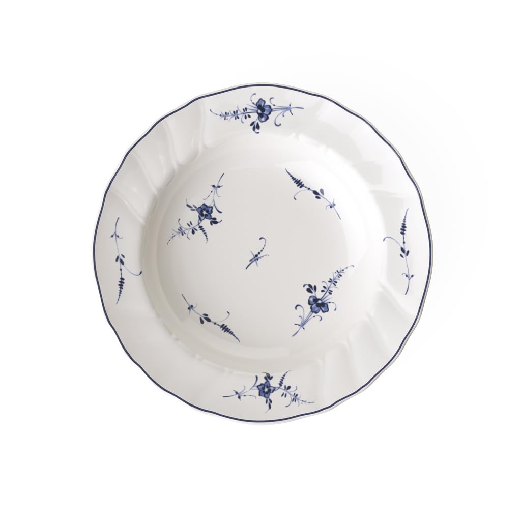 Villeroy & Boch Vieux Luxembourg Salad Plate, 8 in, Premium Porcelain, White/Blue