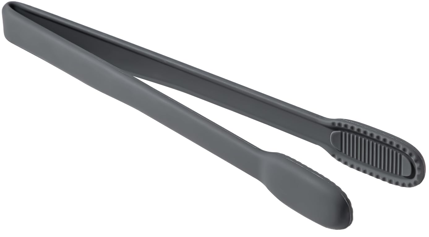 Carrotez Silicone Kitchen Tongs, Non-Scratch Serving Tongs, Dark Gray