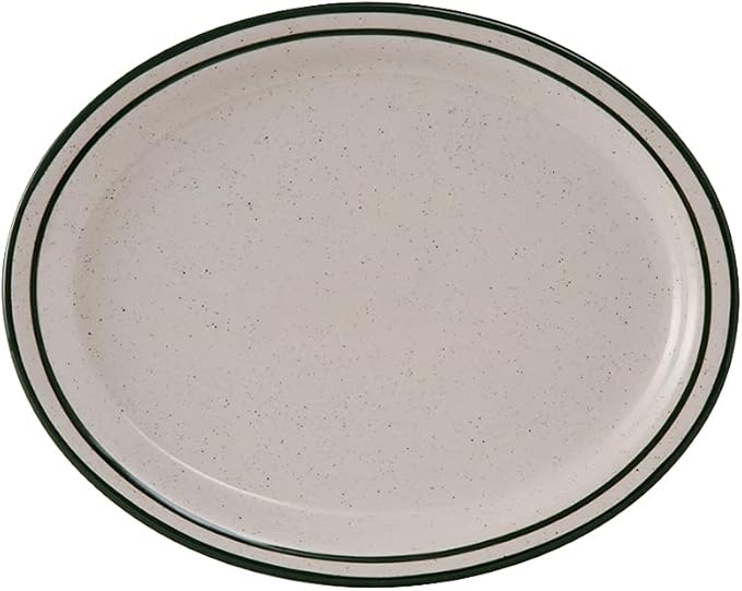 Tuxton China TBS-013 Platter, 11-1/2" x 9-1/8", Oval, Narrow Rim, Microwave and Dishwasher Safe, Oven Proof, Fully Vitrified, Ceramic, Bahamas