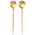 Lemeya Gold Salad Serving Utensils,Serving Spoons Stainless Steel,2Pcs Long Handle Salad Servers 11.42 Inch,Salad Utensils for Serving,Matte Finish,Dishwasher Safe