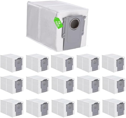 16 Pack Dust Bags Compatible with Roborock Q Revo Robot, Qrevo MaxV, S8 Max Ultra, S8 MaxV Ultra, QV 35A, Qrevo S5V, QV35S, Saros 10, 10R, Z70, S5X, Qrevo Edge S5A Robot Vacuum, 2.7L Large Capacity