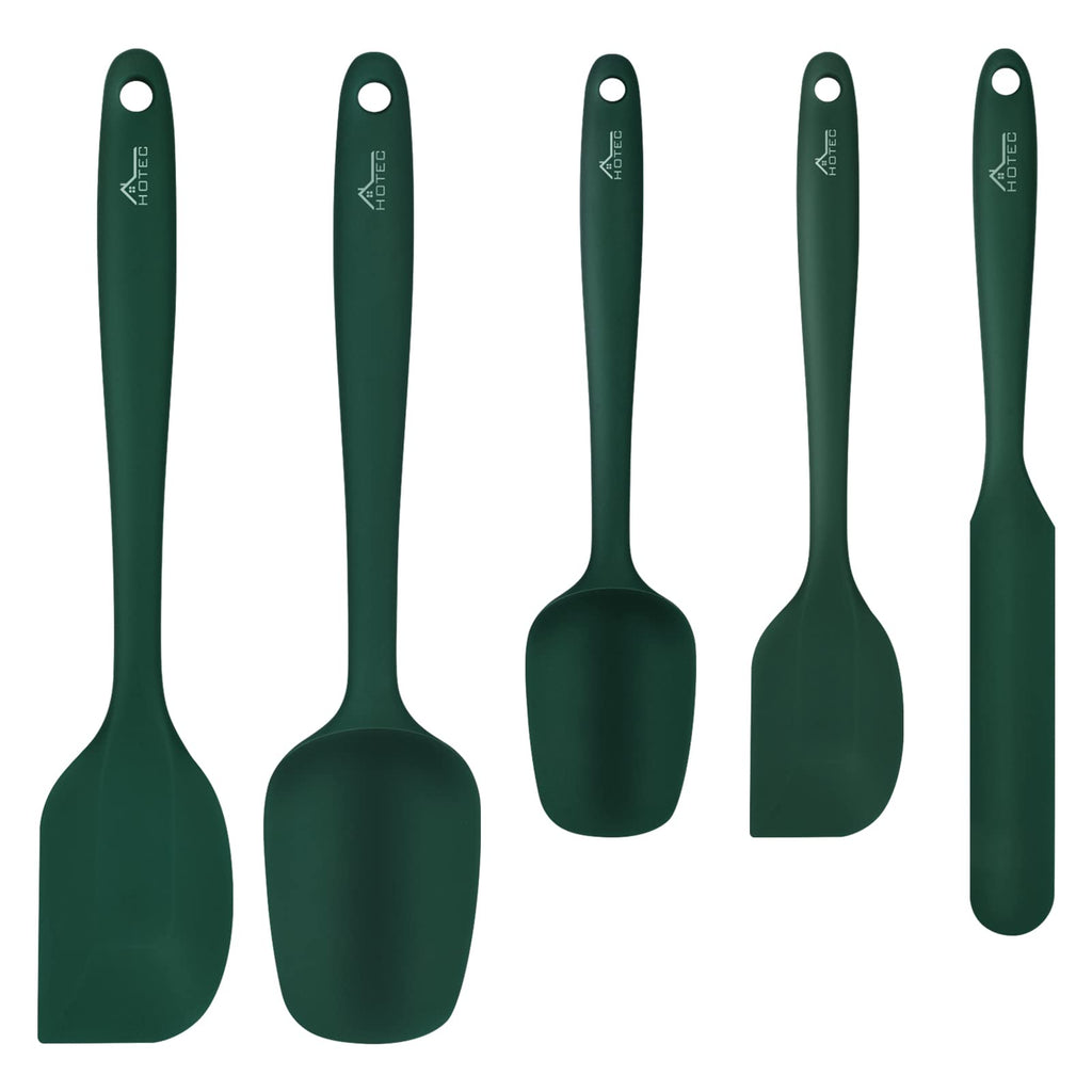 HOTEC 600℉ Heat Resistant Silicone Rubber Spatula Set, Aqua Sky, Set of 5