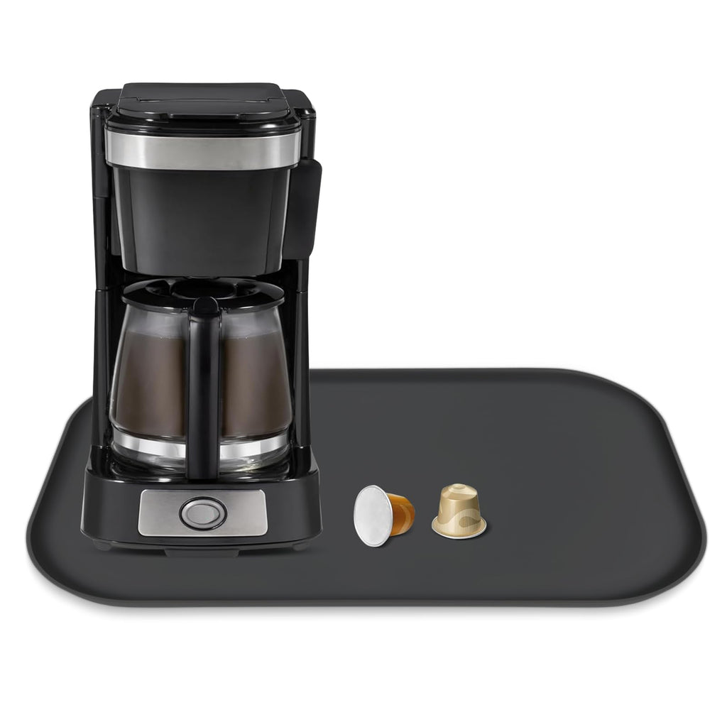 Silicone Coffee Maker Mat with Lip for Countertops 17.4''x10.6''Translucent