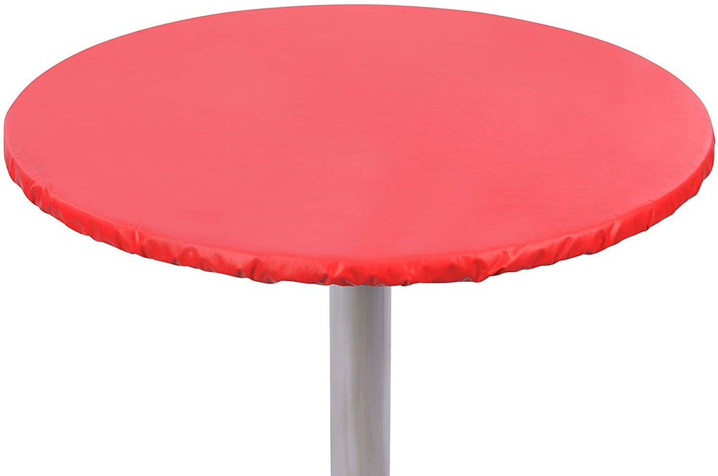 Yourtablecloth Heavy Duty Vinyl Round Fitted Tablecloth (Table Cover) with Flannel Backing Vibrant Colors Elasticized Tablecloth Great for Indoor and Outdoor Dining and Playing Cards 48” White