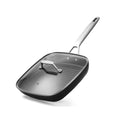 MsMk 9.5 Inch Nonstick Square Grill Pan with lid, Induction Bacon Pan