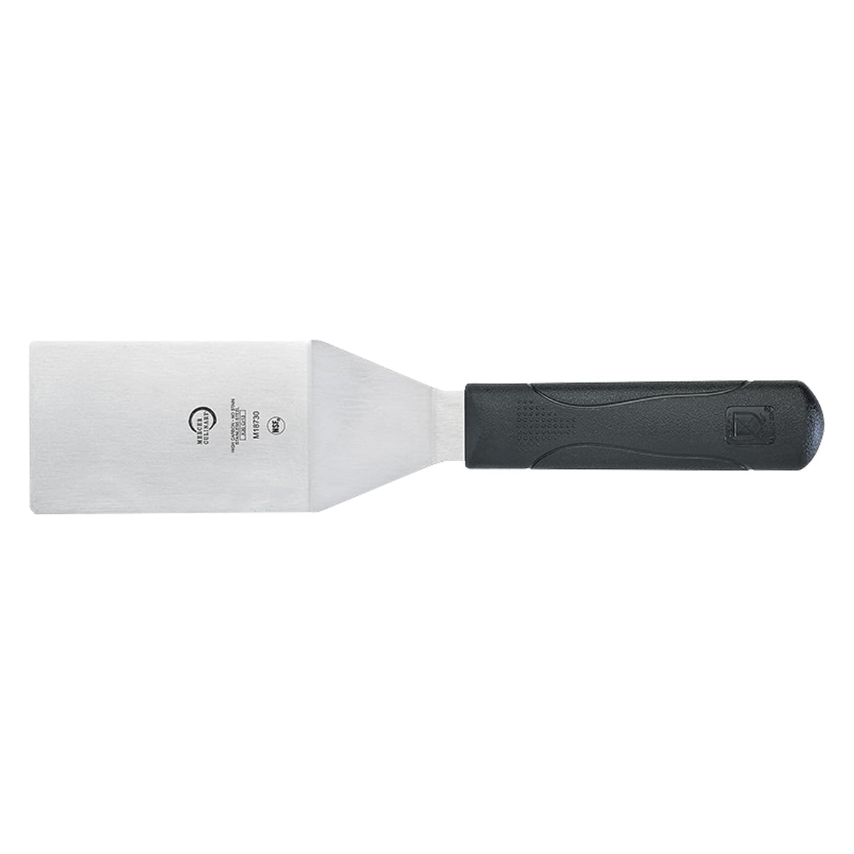 Mercer Culinary Millennia Mini Turner/Spatula, 2.5 Inch x 2.5 Inch Blade, Black Handle