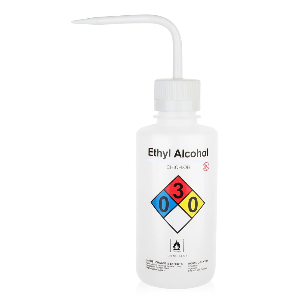 LABINVO 4pcs of Methanol Wash Bottles, Vol.500ml (17oz), Narrow Mouth, Self-Venting Safety Wash Bottles, LDPE Material, IN-WBM500