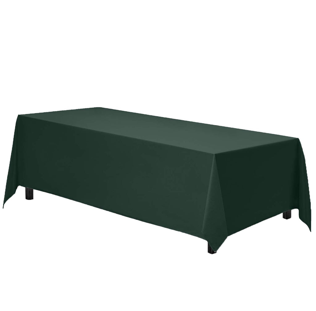 Gee Di Moda Rectangle Tablecloth - 90 x 132 Inch Hunter Green Table Cloth for 6 Foot Tables with Floor-Length Drop - Heavy Duty Washable Fabric for Holiday Party, Dinner, Weddings & Baby Shower