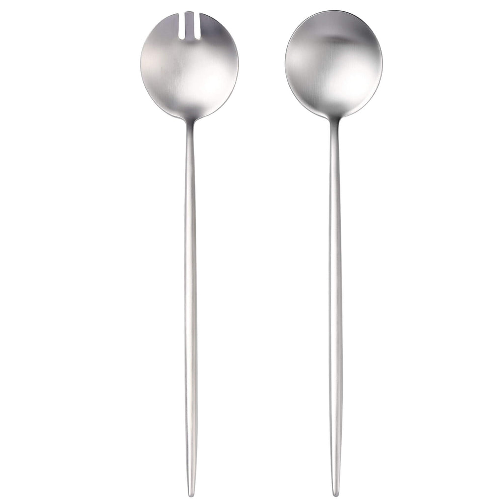 Lemeya Salad Serving Utensils,Serving Spoons Stainless Steel,2Pcs Long Handle Salad Servers 11.42 Inch,Salad Utensils for Serving,Matte Finish,Dishwasher Safe