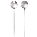 Lemeya Salad Serving Utensils,Serving Spoons Stainless Steel,2Pcs Long Handle Salad Servers 11.42 Inch,Salad Utensils for Serving,Matte Finish,Dishwasher Safe