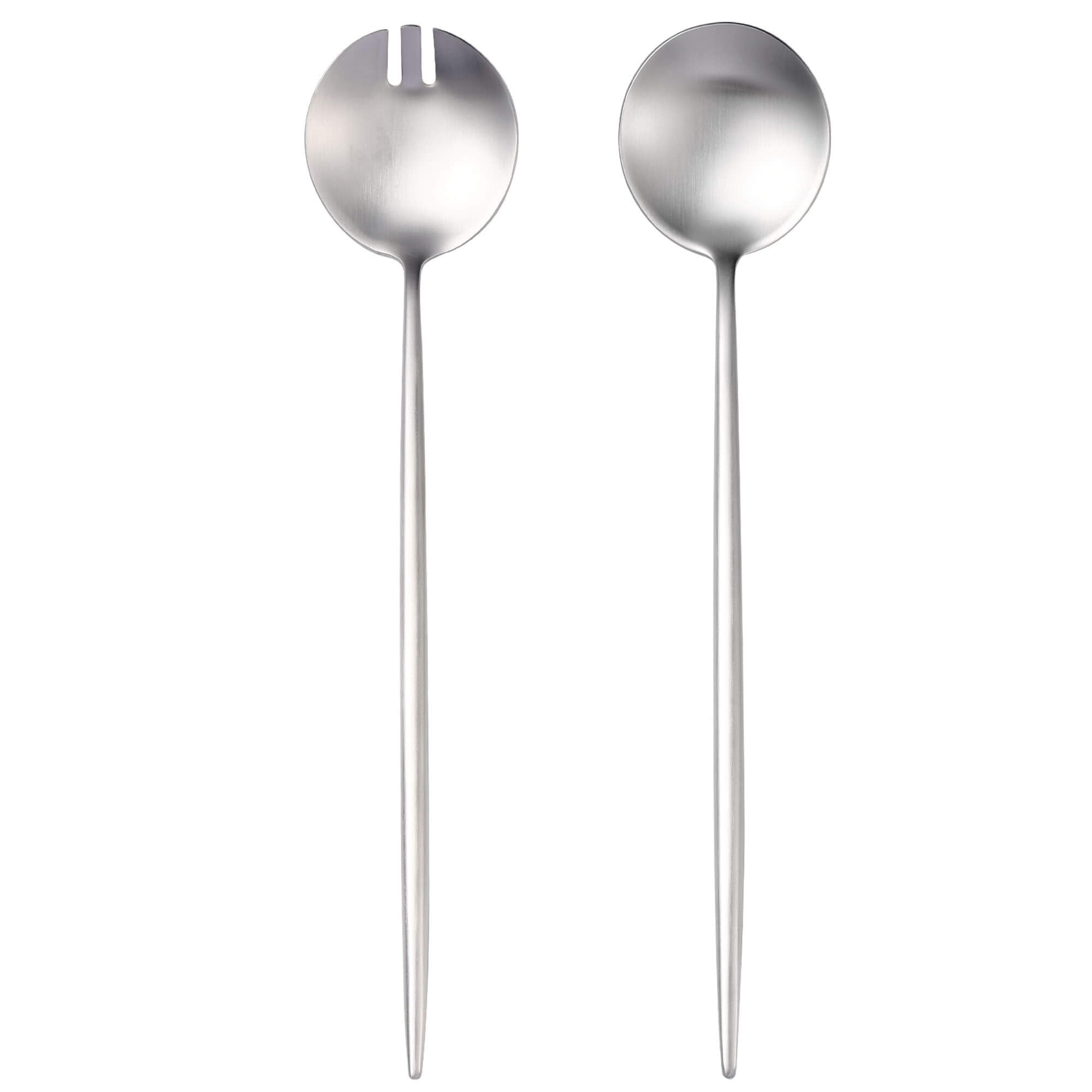 Lemeya Salad Serving Utensils,Serving Spoons Stainless Steel,2Pcs Long Handle Salad Servers 11.42 Inch,Salad Utensils for Serving,Matte Finish,Dishwasher Safe
