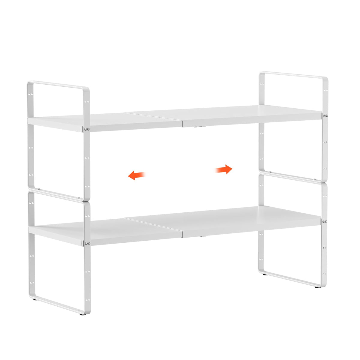 jkxoo 2Pcs Expandable Cabinet Shelf Organizers, 16.5"~27''L, White