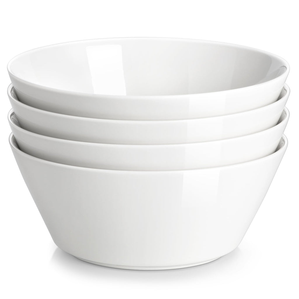 MALACASA 35 OZ Soup Bowls Set of 4, White Bowls Deep Cereal Ramen Bowl