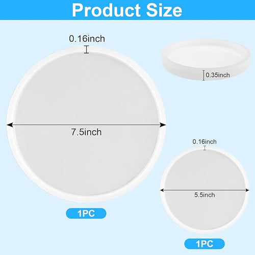 2 PCS Thickened Coaster Resin Mold, 7.5 Inches & 5.5 Inches Silicone Mold for Epoxy Resin Casting, DIY Coasters, Bowl Mats, Candle Holders, Home Decoration