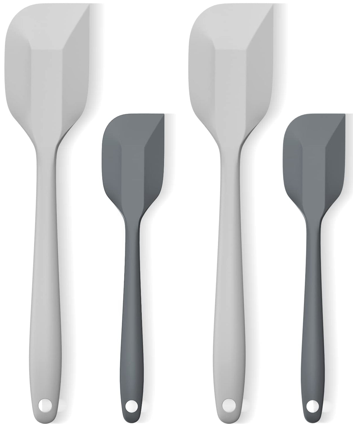 Silicone Spatula Set, Premium Spatulas Silicone Heat Resistant 2 Small & 2 Large Flexible Scraper for Nonstick Cookware, Rubber Spatula for Kitchen Mixing Baking Cooking Use, Soft Spatula - Gray