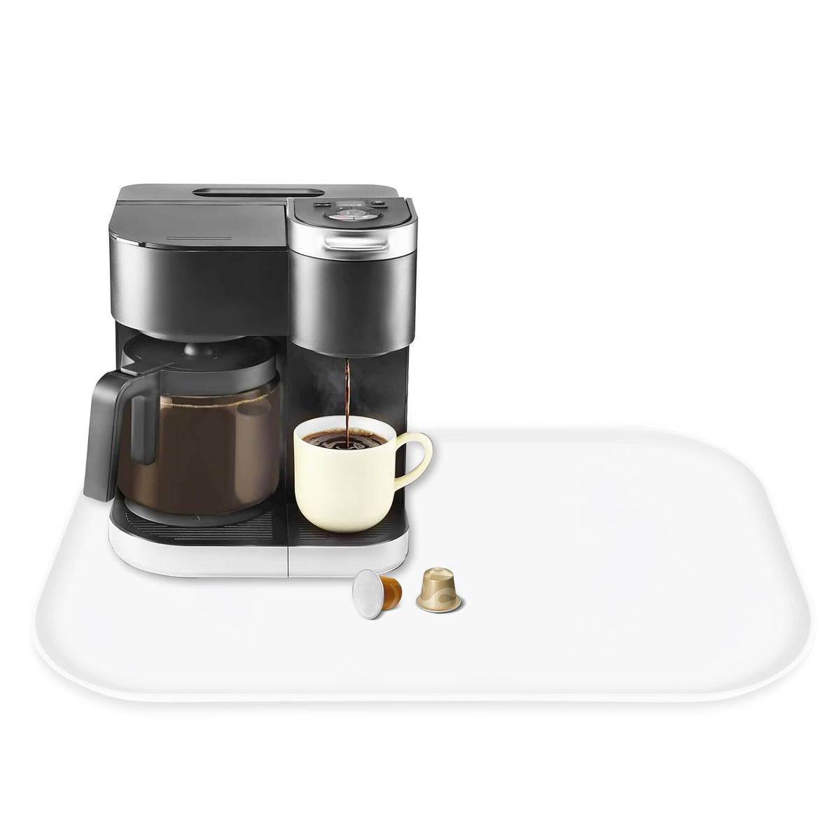 Silicone Coffee Maker Mat with Lip for Countertops 17.4''x10.6''Translucent