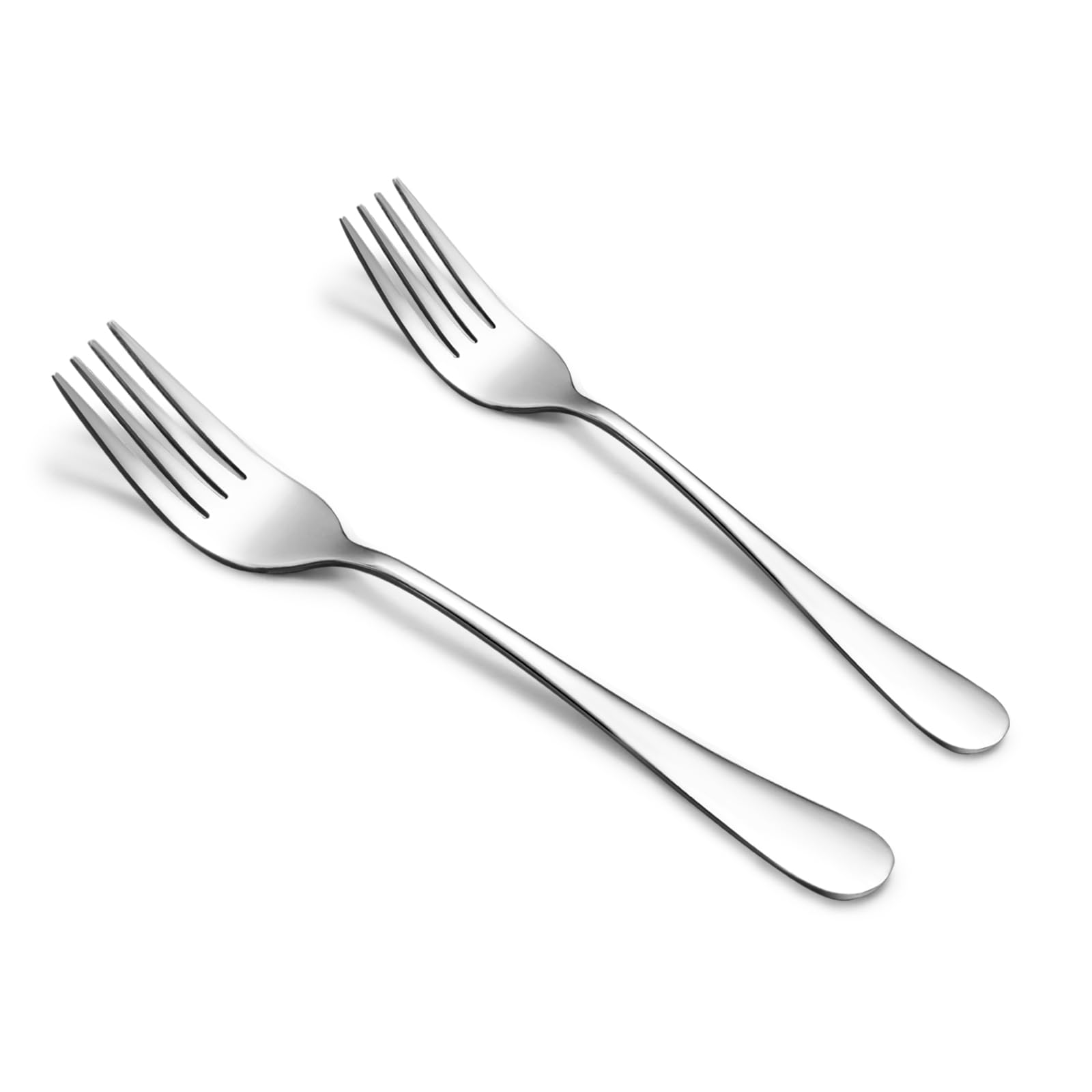 SANTUO Stainless Steel Forks Set, 6PCS 7.3" Salad Forks and 6PCS 6.7" Dessert Forks, Set of 12 Top Food Grade Silverware Forks, Mirror Polished & Dishwasher Safe