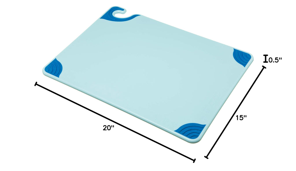 San Jamar Saf-T-Grip Cutting Board With Molded-In Ruler, Plastic Chopping Board for Kitchen, 15" x 20" x 0.5", 1 Count, Blue