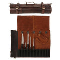 vintage crafts Genuine Buffalo Leather Knife Roll Set Chef's Knife Holder Cutlery Sheath Artist Case Organizer Storage bag Travel Friendly Gift for Men & Women Portable chef knife cases Organizer
