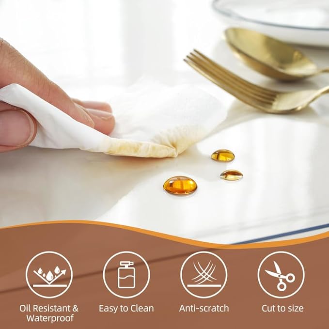 Warmstar Clear Table Cover Protector 42 x 66 Inch,1.5mm Thick Plastic Table Cover Rectangle,PVC Clear Table Protector,Desk Protector Mat for Kitchen, Dresser, Writing Desk，Dining Room Table