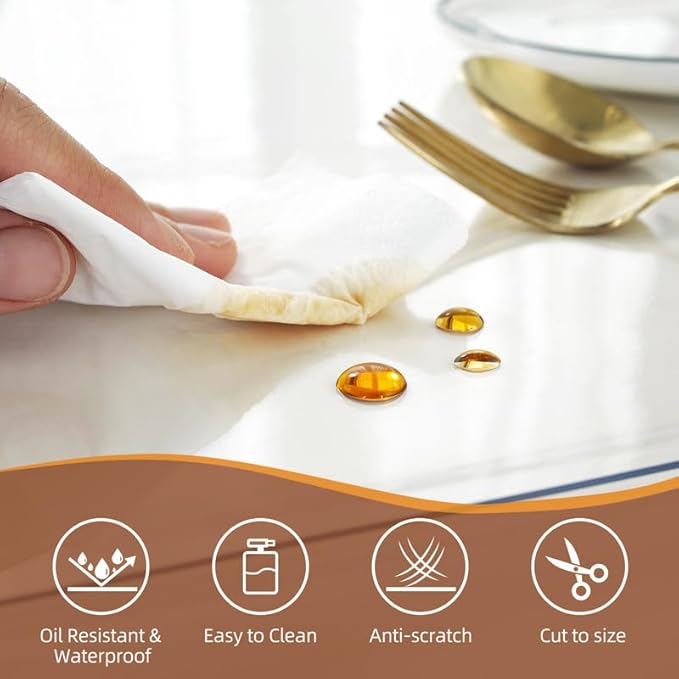 Warmstar Clear Table Cover Protector 16 x 48 Inch,1.5mm Thick Plastic Table Cover Rectangle,PVC Clear Table Protector,Desk Protector Mat for Kitchen, Dresser, Writing Desk，Dining Room Table